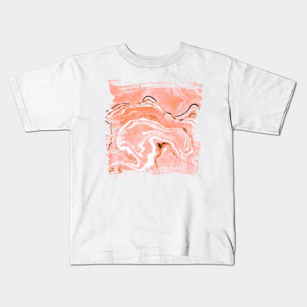 Coral Blush Marble Kids T-Shirt by Uma